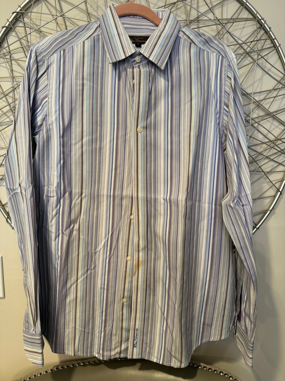 Ben Sherman Men's Striped Dress Shirt - Size Large
